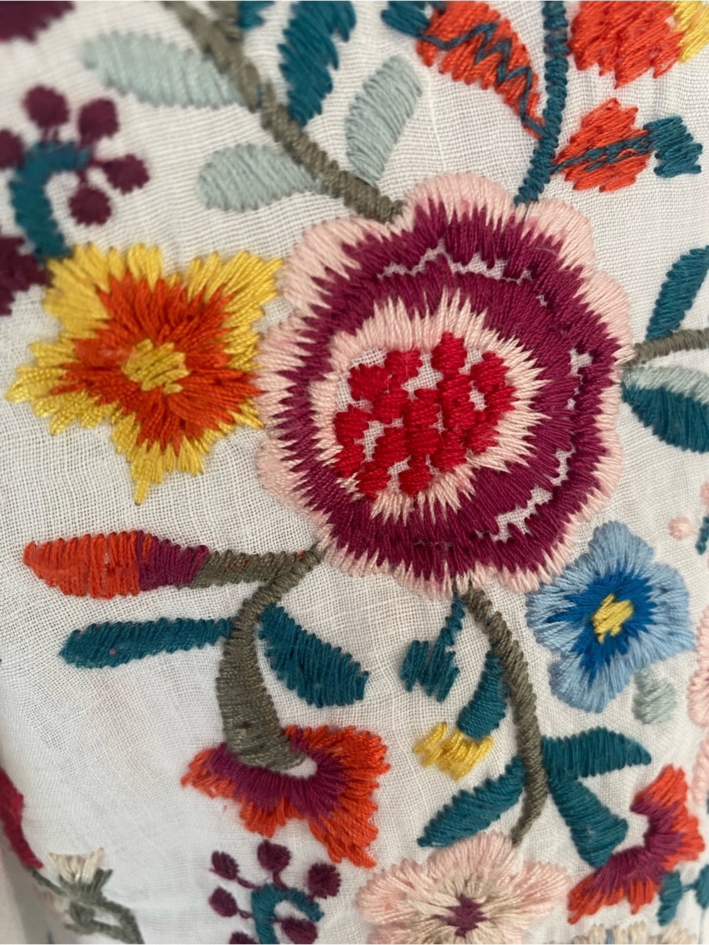 NWOT Johnny Was white Allegra peasant blouse colorful floral embroidery size L - Picture 14 of 16